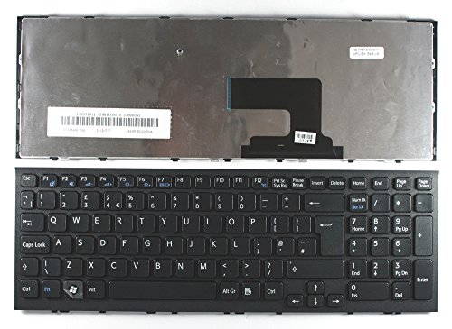 Preisvergleich Produktbild Keyboards4Laptops Vereinigtes Königreich Gestaltung kompatible Ersatz Tastatur Schwarz Rahmen Schwarz Für Sony 148971011, Sony V116646E, Sony Vaio VPCEH, Sony Vaio VPC-EH11FX, Sony Vaio VPC-EH12FX