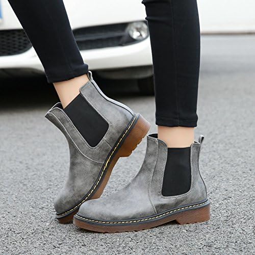 NSXZ Ankle Boots British Wind casual wipe round PU leather boots with thick boots with flat bottom rough , 76*60cm