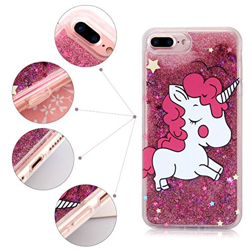Funda iPhone 7 Plus   iPhone 8 Plus  Carcasa iPhone 7 Plus Funda Transparente Bumper Glitter Sparkle L  quido Quicksand Silicona Funda Din  mico Sparkle Estrellas Cubierta Goma Flexible Bling Bling Suave Gel Protectora Carcasa Caso  Shock-Absorci  n   Anti-ara  azos  para iPhone 7 Plus   iPhone 8 Plus  5 5 pulgadas  - Unicornio