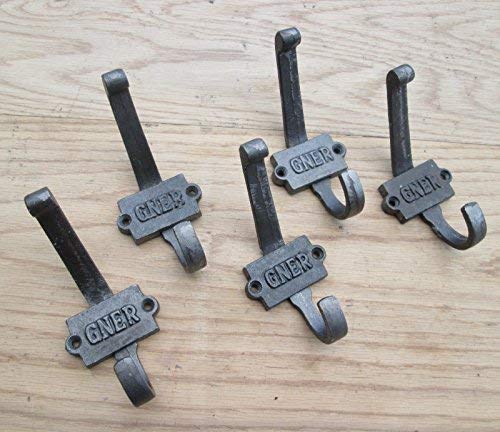 Ironmongery World® 5 x GNER industriale stile vintage in ghisa gancio appendiabiti di appendiabiti da porta