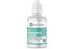 AniForte Gouttes pour les oreilles à l'argent colloïdal 25 ppm et à la calendula 50 ml, pour chiens, chats et petits animaux, en cas d'otites, de démangeaisons, pour l'hygiène et la santé des oreilles