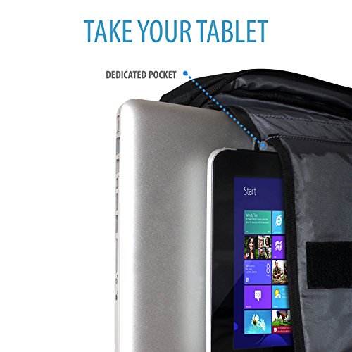 V7 CBP21-9E Professional II Business wetterbeständiges 420 Nylon Rucksack mit Kabeldurchführung für Notebook 40,6 cm (16 Zoll)/Tablet 25,7 cm (10,1 Zoll) schwarz - 3