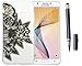 Produktbild Samsung Galaxy J7(2017) Neu Design Hülle mit Schwarz Smart Touch Pen Stift,ISENPENK Ultra Slim Silikon Soft TPU Cool Modisch Pattern Case,Schöne Einfache Outdoor Crystal Clear Transparent Wasserdicht Shockproof Anti Slip Stoßfest Protection Durchsichtig Handyhülle,Thin Silicon Cover Bumper Schutzhülle Tasche für Samsung Galaxy J7(2017) [schädel]+Schwarz Smart Touch Pen Stift