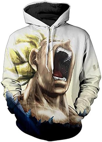 FULANDA Dragon Ball 3D Printed Hoodie Pullover Sweater Sweatshirts with Pocket (White, XXL)