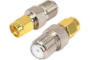 Boobrie SMA Connector to F Type RF Coax Adapter SMA Male to F Type Female Coaxial Cable Connector Straight Gold-Plated TV Antenna Dab Antenna Converter for FM/AM/DAB+ Radio Video Pack of 2