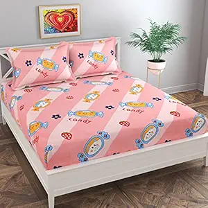 Florida Cotton Queen Size Kids Bedsheet (Pink, 235x245 cm)