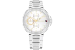 Tommy Hilfiger Analogowy wielofunkcyjny zegarek kwarcowy dla kobiet ze srebrną bransoletką ze stali nierdzewnej - 1782753, Srebrny