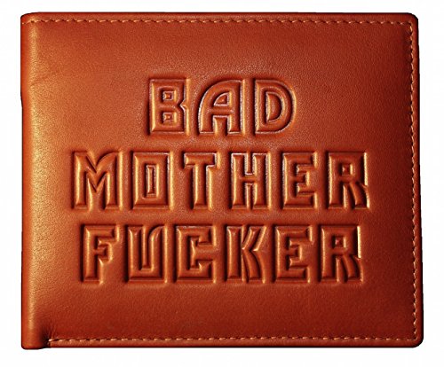 Bad Mother Fucker Billetera/Cartera de Cuero Canela/marrón Claro - Tan Brown Embossed 100% Leather Wallet