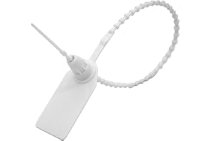 AOMGD 100 Pcs Fire Extinguisher Tags,Security Retail Anti-Theft Self-Locking Shoe Tag,Anti-Tamper Disposable Plastic Seals 250mm Length (White)