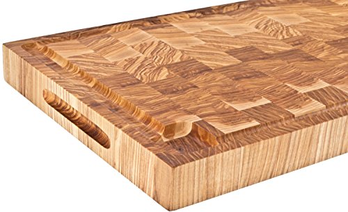 Profi Holz Hackblock – massives Hackbrett, Schneidebrett, Tranchierbrett, Küchenbrett 54 cm x 30 cm Eiche Stirnholz – gegen Aufpreis mit Lasergravur möglich – bekannt aus Hensslers Küche Holz - 3
