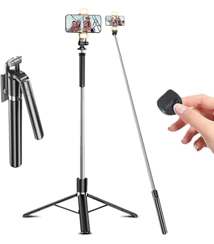 Selfie Stick Tripod With Light 67Inch Height Portable Wireless Remote Phone For Travel Cell Holder Mounta~p183821733