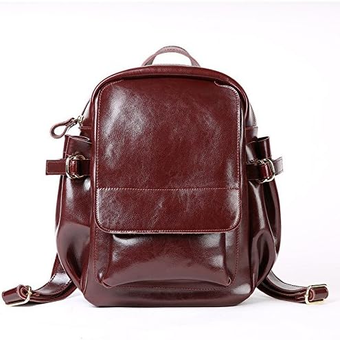 KEROUSIDEN Female shoulder bag travel bag Japanese student oil wax retro simple backpack 30cm*16cm*37cm, brown