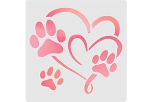 FINGERINSPIRE Footprint Heart Stencils Decoration Template 30x30cm Plastic Animal Footprint Drawing Painting Stencils Square Reusable Stencils for Painting on Wood, Floor, Wall and Tile