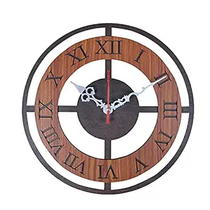 GLNRM Round Shape Wooden Wall Clock for Home | Office | Living Room | Bed Room | Kids Room | Kitchen