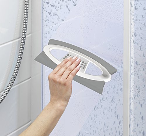 WENKO 20855100 Badezimmerwischer Scanno Duo Weiß-Grau – mit Haken, Kunststoff, 25 x 1.3 x 10 cm, Grau - 3