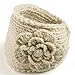 HuntGold Lady Women Fashion Camellia Warm Soft Wool Crochet Headband Knit Wide Hair Band(beige)