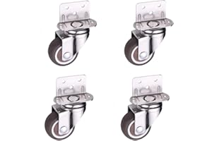 Skelang 4 Pcs 1 Inch Side Mounting Casters, TPE Swivel Plated Caster Wheels, L- Shaped Mute Wheel, Replacement for Baby Bed, Carts Trolley, Kitchen Cabinet, Furniture, Table, Loading Capacity 100 Lbs