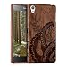 Produktbild kwmobile Holz Hülle Natur Case für > Sony Xperia Z5 Premium < - Handy Schutzhülle Cover mit Rosenholz Blumenkomposition Design in Dunkelbraun