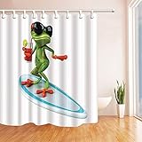 CDHBH Cortinas ducha animales salvajes para baño divertidas ranas rojas con gafas y zumo para...