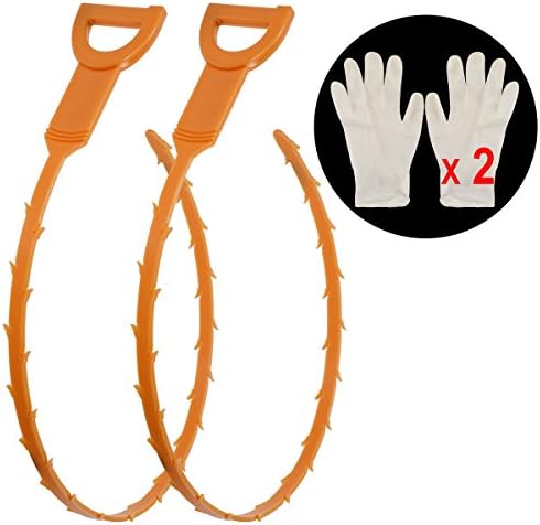 Drain Cleaner 2 Pack+2 pay gloves 20 Inches Drain Cleaner Snakes Hair Clog Remover Hair Hair Drain Cleaning Tool Cleaning Accessories