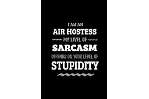 Air Hostess - My Level of Sarcasm Depends On Your Level of Stupidity: Blank Lined Funny Air Hostess Journal Notebook Diary as a Perfect Gag ... Gift for friends, coworkers and family.