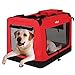 Produktbild Leopet Hundebox aus Stoff | Faltbar und Tragbar, Größenwahl und Farbwahl, abwaschbar, für Hunde, Katzen und Kleintiere | Hundetransportbox, Auto Transportbox, Transporthuette (Rot, 81/58/58 cm)