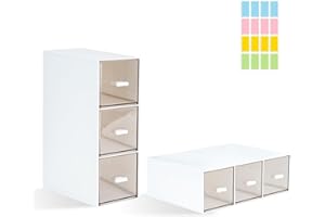 DIBALIYI 2PCS Plastic Tea Box, Clear Lid Tea Bag Storage, Easy Access Tea Bag Organiser, Coffee Storage with 3 Drawers for Sugar Sachets, Tea Bags (2PCS)