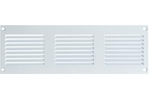 Steinberg14 Kratka wentylacyjna z ochroną przed owadami, wylotowa do ściany i sufitu, osłona wentylacyjna do wewnątrz i na zewnątrz, 300 x 100 mm, biała, metalowa