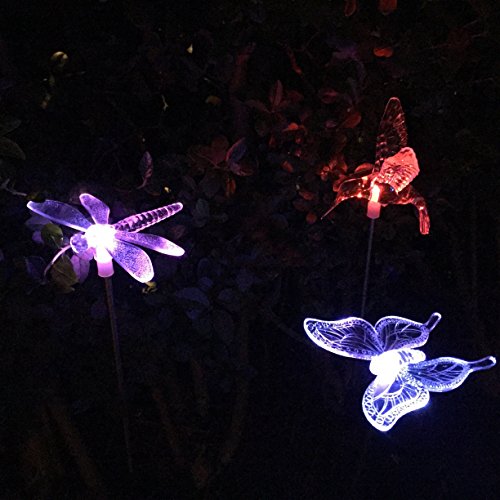 3er Set Solar Stableuchten Gartendeko Libelle Kolibri Schmetterling Lights4fun - 7