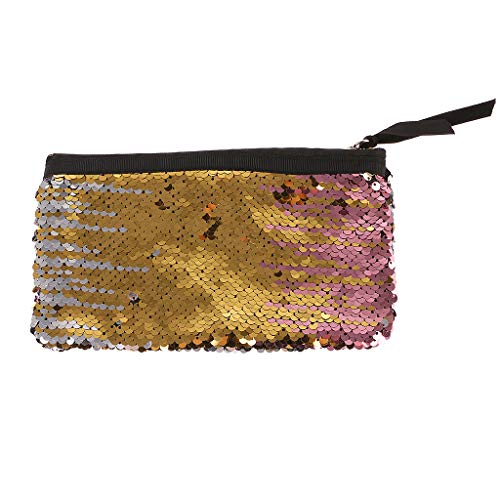 Preisvergleich Produktbild KINTRADE doppelseitige Laser-Federmäppchen Reversible Pailletten niedlich Federtasche Schulbedarf Schreibwaren Gelb