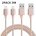 Produktbild iphone Ladekabel Lightning Kabel [2 Pack 3m] - DURACTRON Nylon iphone Ladekabel lang für iPhoneX/8/8 Plus/7/7 Plus/6s/6s Plus/6/6 Plus/5s/5c/5/SE, iPad Mini 2/3/4/Air, iPod und mehr (Golden)