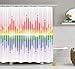 Produktbild vrupi Musik Duschvorhang Regenbogen digitalen Stil Equalizer Verstärker Aufnahmegeräte Nachtclub Disco Thema Muster Tuch Badezimmer Dekoration Pop Tuch Duschvorhang mit 12 Haken