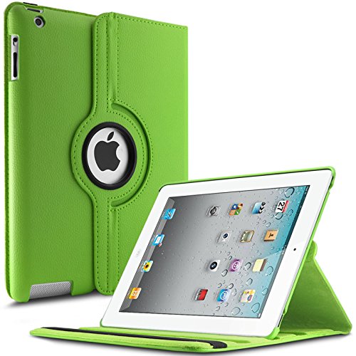 iPad 2 3 4 Hülle,Infiland PU Ledertasche lederhülle 360°Drehbarer Stand Smart Cover Case Schutzhülle Tasche Etui für Apple iPad 2,iPad 3, iPad 4(mit Auto Schlaf / Wach Funktion)(Grün)