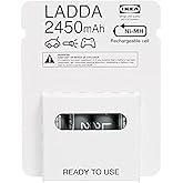 Ikea LADDA Rechargeable Batteries, AA, HR6, 1.2V, 2450mAh, Grey - Pack of 4