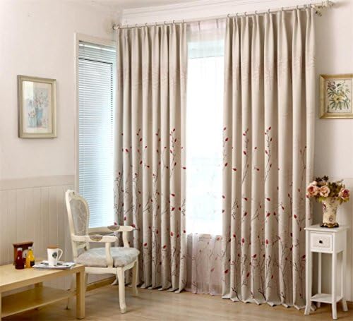 GYMNLJY Curtains High precision Flax Full shade Printing Living room Bedroom Bay window Room Insulated Noise Reducting Panel Curtain Window Drapes 1.5 * 2.7m (1 panels)