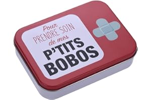 MEVSIM STORE PTITS Bobos Pansements pour enfants - Metalen Doos - 24 Pleisters - Joli design boîte de rangement de pansements pour enfants - Pansements adhésifs avec design