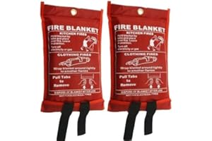 DECORATIVE CONCEPTS UK Fire Blanket, Large, Fast Unfolding with Loops, 1x1m IDEAL FOR KITCHEN, OFFICE, HOME, GARAGE, CARAVAN ETC (2x (1x1 Fire Blankets))
