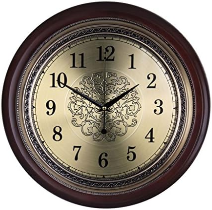 DFHHG ® Wall Clock Solid Wood Metal Silent Wall Clock   Simple Circular Europe And The United States Retro Decorative Copper Plate Watches And Clocks Fashion mute ( Color : #1 )
