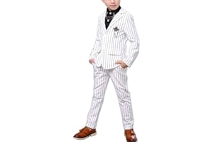 GUOCU Boys Suits 2 Pieces Slim Fit Striped Formal Wedding Jacket Trouser