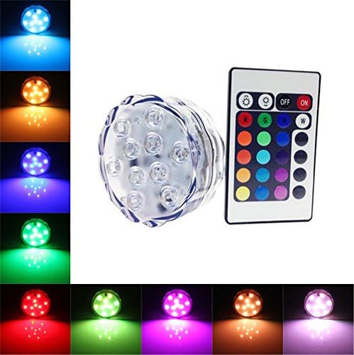FFNW RGB Submersible LED Lights Colour Battery Powered with Remote Control for Vase, Aquarium, Fish Tank, Swimming Pools, Wedding, Event, Garden