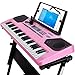 Produktbild ZHXUANXUAN Kinder-Digital-Keyboard 61 Tasten Klaviertastatur mit Mikrofonrahmen (Schwarz Pink),Pink