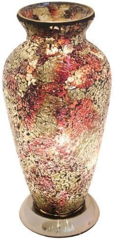 Large Mosaic Vase Lamp in Amber/Orange/Bronze colours