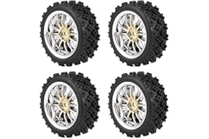 LAZMIN Neumáticos de Repuesto 4PCS para RC 1:10 Coche, Neumáticos para vehículos Todoterreno de Carreras Llanta de Goma(Oro)