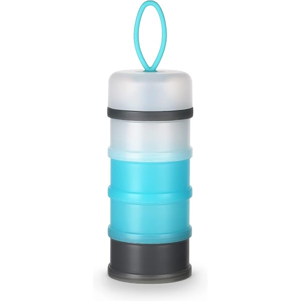 Boîtes à Lait Babymoov Babydoses - 4 Compartiments Hermétiques - Bec Verseur Pratique - Fabriqué En France - Vert