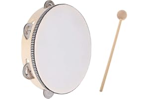 TOULIFLY Holz Handtrommeln Set - Tambourin, Einreihige Handtrommel, Handheld Tamburin, Percussion-Handtrommeln für Kinder, Mit 1 Schlägel für Party, Schule und Frühpädagogisches, 8 Zoll