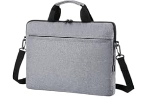 FATASH 15.6 Inch Laptop Sleeve Case | Waterproof Slim Shoulder Messenger Briefcase Bag with Handle, Padded Strap & Accessories Compartment for Work Compatible MacBook HP Dell Lenovo Asus Acer - Grey