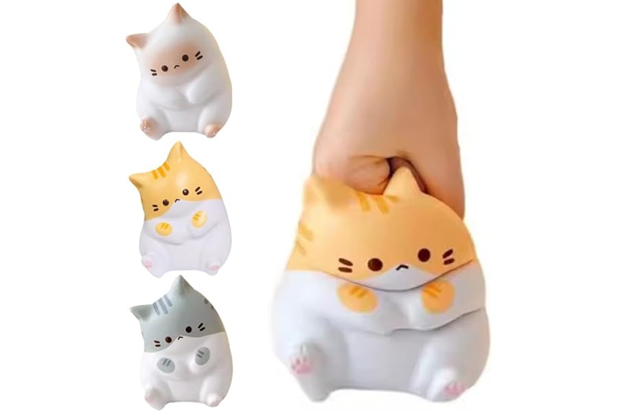 Cat Stress Balls Cat Squishies Toys,Big Soft fufu Cat Squeeze Toy,Cute Taba Toys for Stress Relief,Cat Fidget Toys,Cute Kawaii Soft Stress Anxiety Relief Toys for Adults Kids Teens Party Favors
