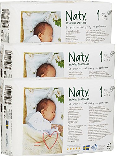 Naty by Nature Babycare - Couches Taille 1 Nouveau-Né - Lot de 3 paquets (78 couches)