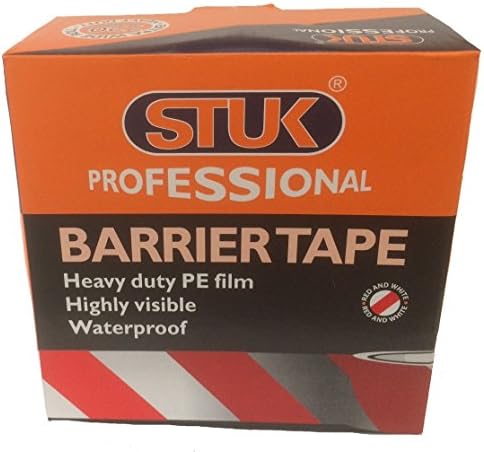 STUK Professional BT75500RW Barrier Tape Red & White in Dispenser Box, Red/White