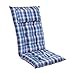 Produktbild Homeoutfit24 Sun Garden Gartenstuhl-Auflage (120 x 50 x 9 cm) Sylt, Hochlehner Auflage mit abnehmbarem Kopfpolster in Blau/Weiß 3-Stück